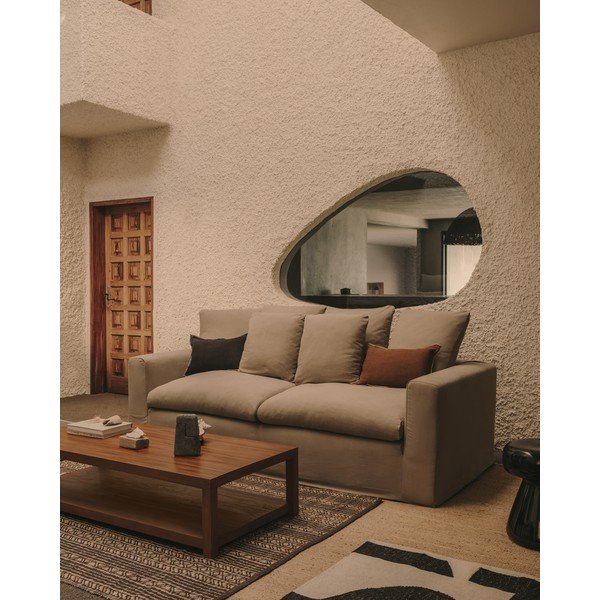 Antracitno siva lanena sedežna garnitura 240 cm Nora – Kave Home-image-4