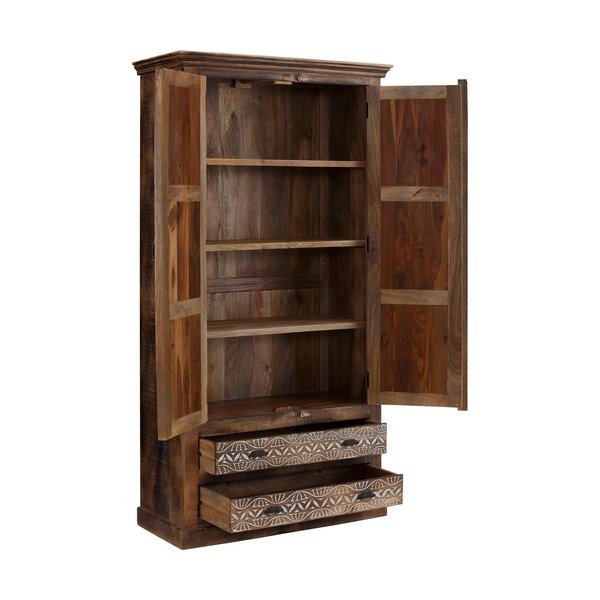 Rjava garderobna omara iz masivnega manga 190x45 cm Maneesh – Støraa-image-2