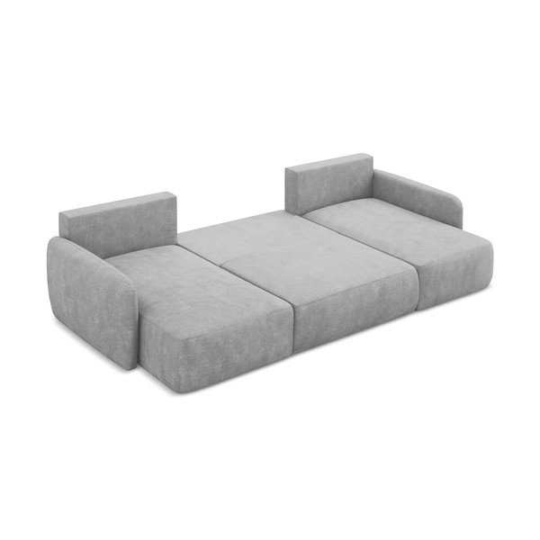 Svetlo siva raztegljiva kotna sedežna garnitura iz šenilje s prostorom za shranjevanje (v obliki črke "U") Lilo – Makamii-image-4