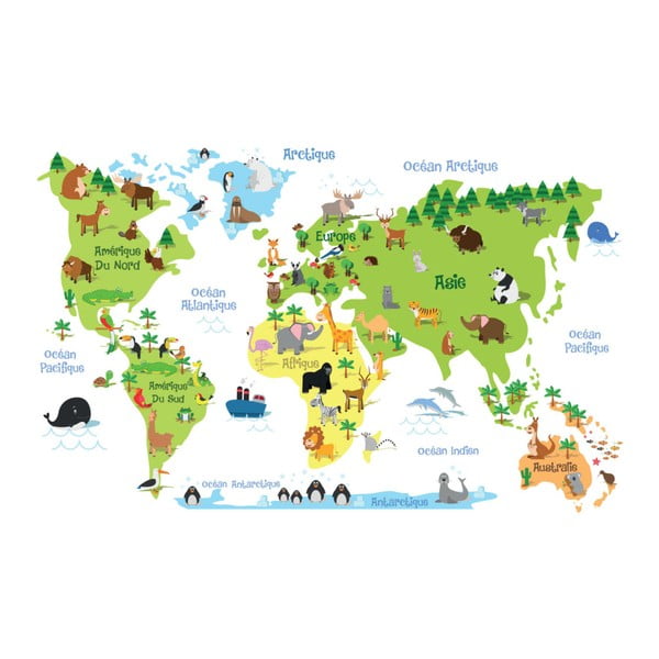 Stenska nalepka Ambiance Childrens World Map