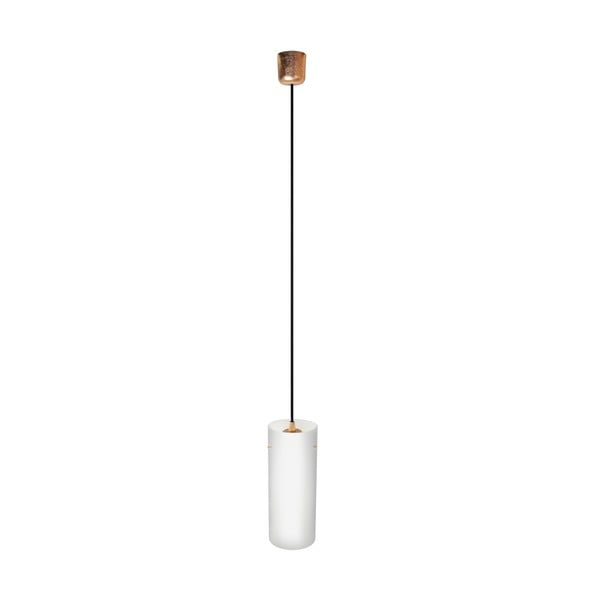 Bela bakrena viseča svetilka s črnim kablom in bakreno vtičnico Sotto Luce Paipu