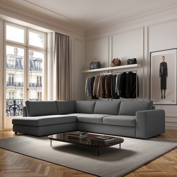 Siva kotna sedežna garnitura (levi kot/v obliki črke L) Baga – Rodier-image-1