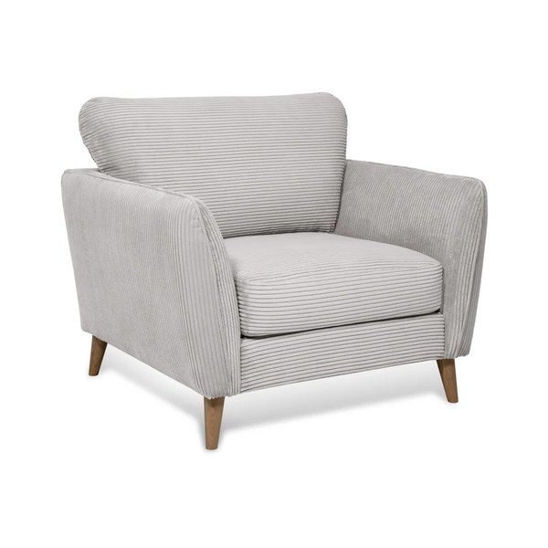 Svetlo siv fotelj iz rebrastega žameta Paris – Scandic