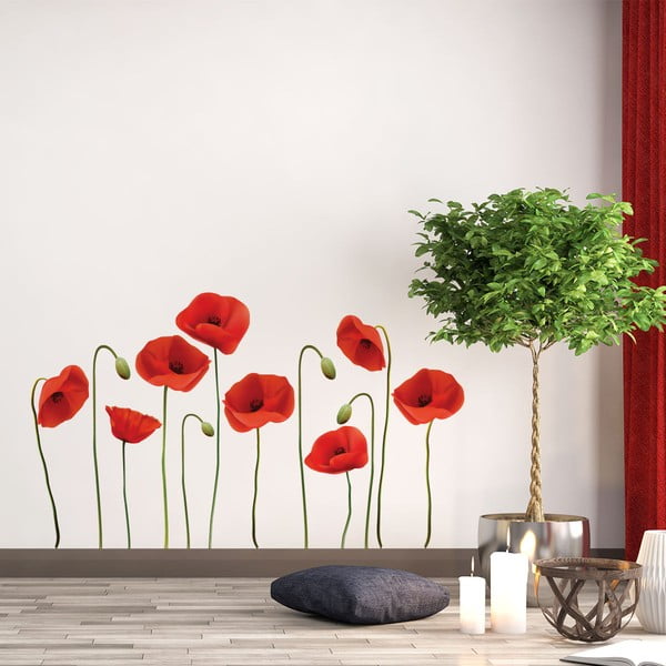 Komplet stenskih nalepk Ambiance Vermeil Poppies, 60 x 70 cm-image-1