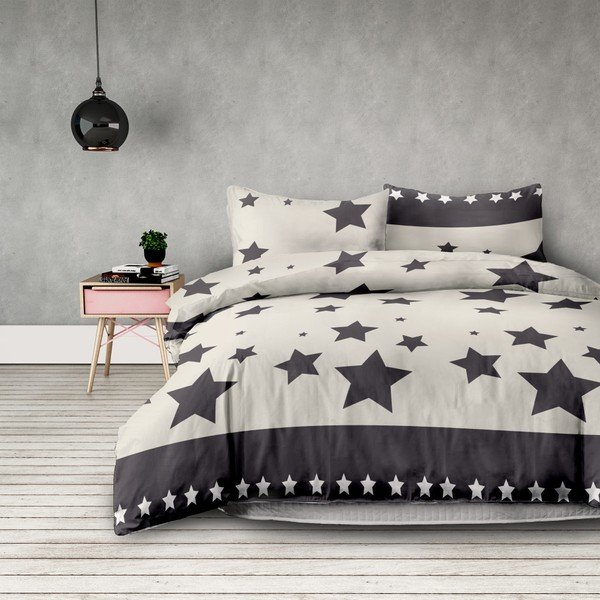 Komplet bombažne prevleke za odejo in 2 vzglavnika AmeliaHome Averi Starlight, 200 x 200 cm + 50 x 75 cm-image-1
