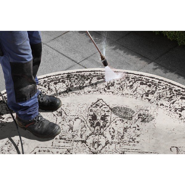 Črno-krem zunanja preproga NORTHRUGS Borbon, ø 140 cm-image-2