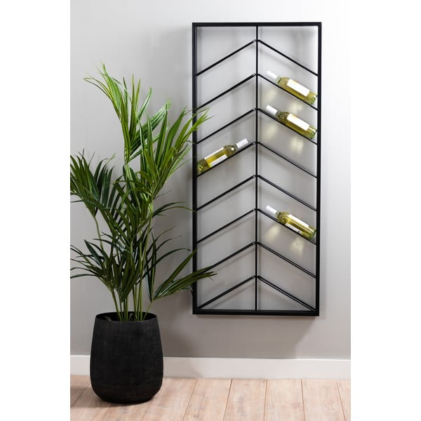 Črno stensko kovinsko držalo za vino število steklenic 16 70x160x6 cm Malbeo – Light & Living-image-1