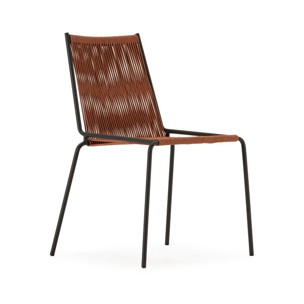 Kovinski jedilni stoli v kompletu z možnostjo nalaganja 2 ks v barvi terakote Emily – Marckeric