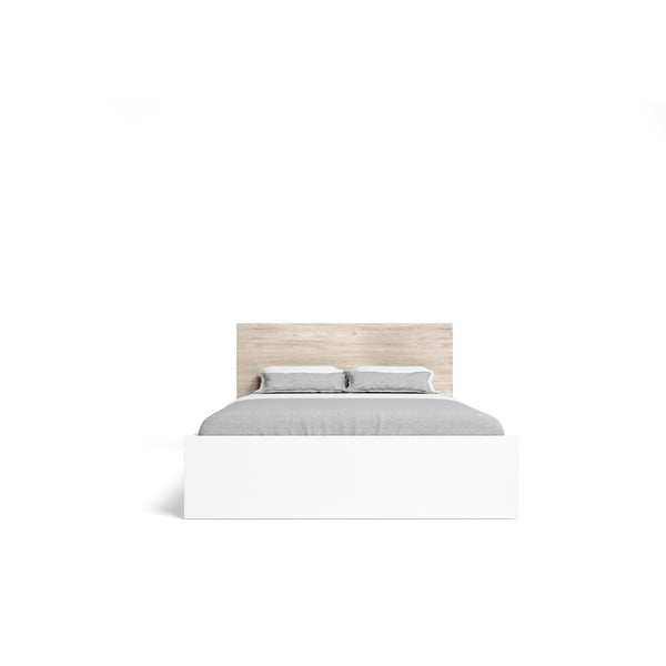 Bela/naravna zakonska postelja v hrastovem dekorju 160x200 cm Sahara – Marckeric-image-2