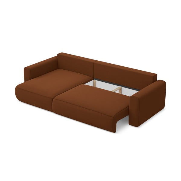 Žametna raztegljiva/s prostorom za shranjevanje kotna sedežna garnitura v barvi terakote (levi kot/z ležalnikom) Kapua – Makamii-image-4