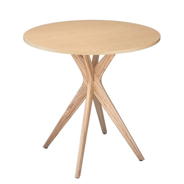 Okrogla jedilna miza z mizno ploščo v jesenovem dekorju ø 90 cm Jubi – Ragaba