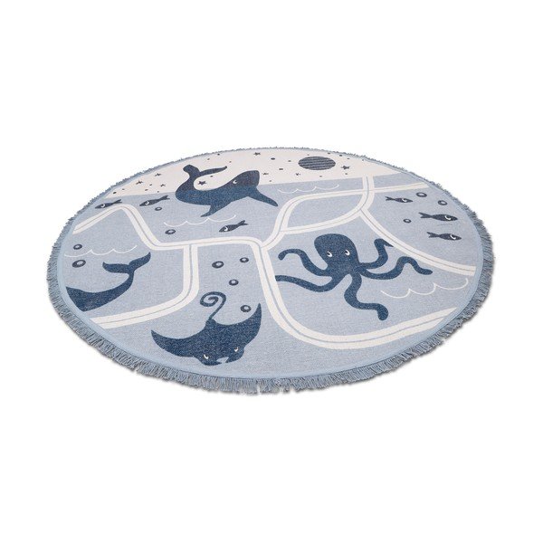 Otroška bombažna ročno izdelana preproga Nattiot Little Deep Blue, ø 120 cm-image-3