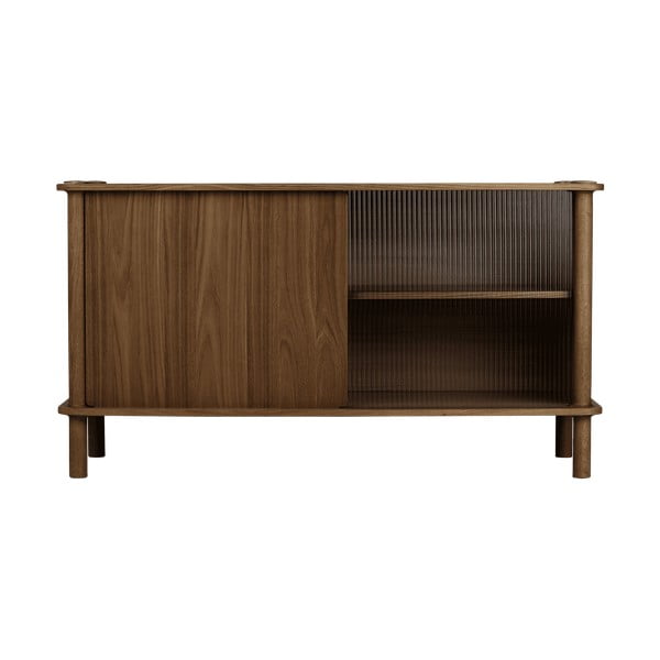 Rjava vitrina iz masivnega hrasta z drsnimi vrati 135x73,5x48 cm Italic – UMAGE