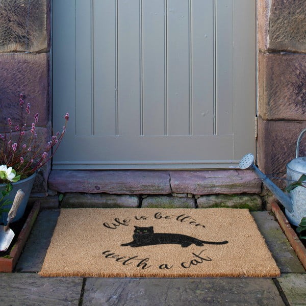 Predpražnik iz kokosovih vlaken 40x60 cm Life Is Better With a Cat – Artsy Doormats-image-4