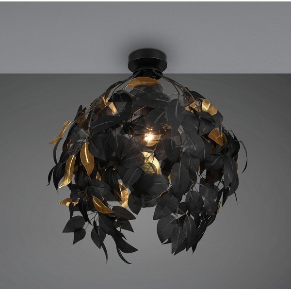 Mat črna kovinska stropna svetilka s plastičnim senčilom ø 38 cm Leavy – Reality-image-1