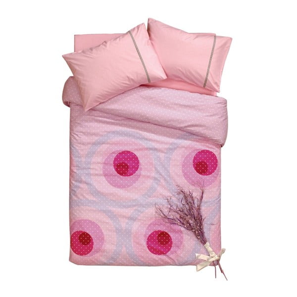 Komplet posteljnine in rjuh Roses Pinky, 200x220 cm