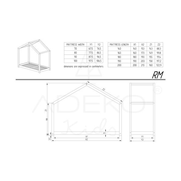 Otroška postelja v obliki hiške z dodatnim ležiščem s prostorom za shranjevanje z letvenim dnom 120x200 cm v naravni barvi RM – Adeko-image-2