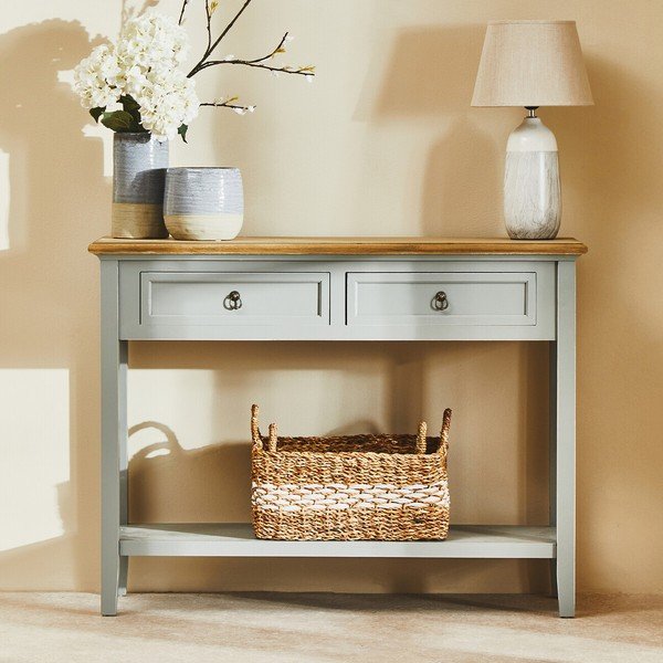 Siva stranska mizica iz masivne pavlonije 34,5x99 cm Henley – Premier Housewares-image-4