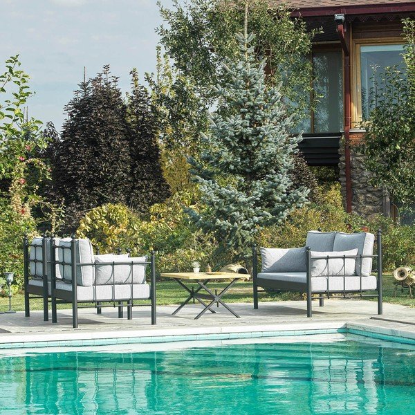 Črna/svetlo siva vrtna garnitura za 4 osebe Lalas – Floriane Garden-image-4