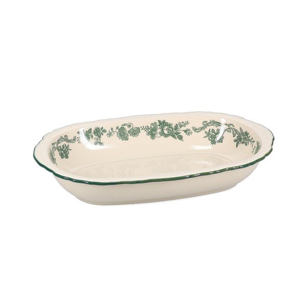 Zelen/slonokoščen servirni porcelanast krožnik Cyril – S|P Collection