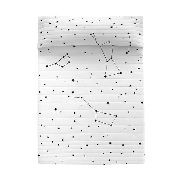 Črno/belo bombažno prešito pregrinjalo 240x260 cm Constellation – Blanc
