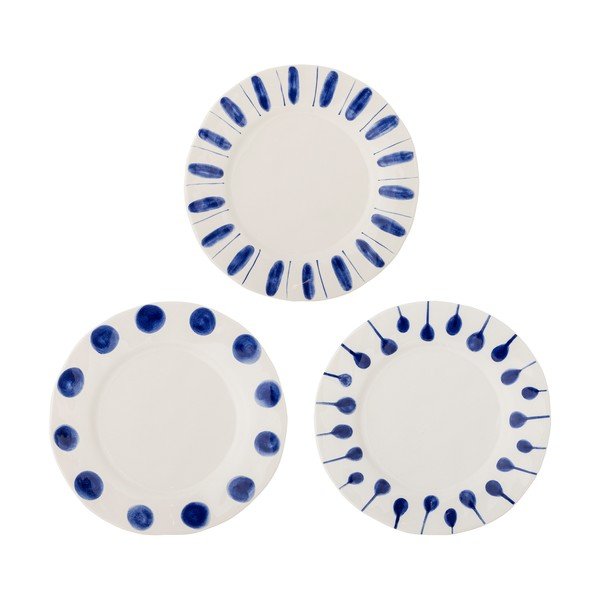 Beli/modri krožniki v kompletu 3 ks iz kamenine ø 28 cm Linora – Bloomingville
