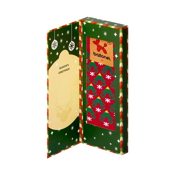 Nogavice Ballonet Nogavice Season`s Greetings Socks Card with Caribou, velikost 36-40-image-3