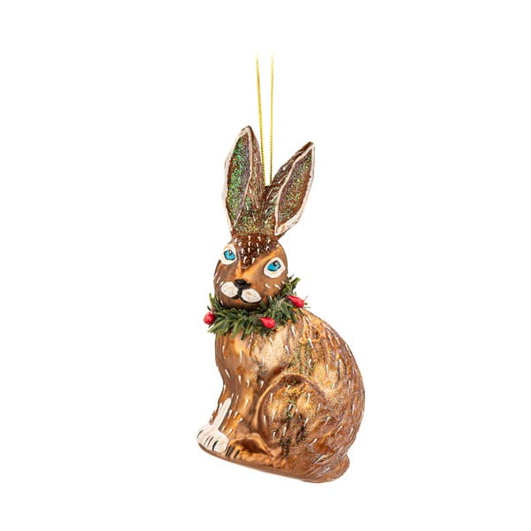 Steklen okrasek za jelko 12,5 cm Festive Hare – Sass & Belle