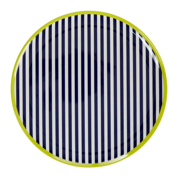 Temno modro-bel črtast krožnik Premier Housewares Mimo, ⌀ 25 cm