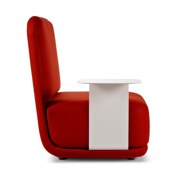 Rdeč fotelj z belo kovinsko mizico Softline Standby High + Side Table