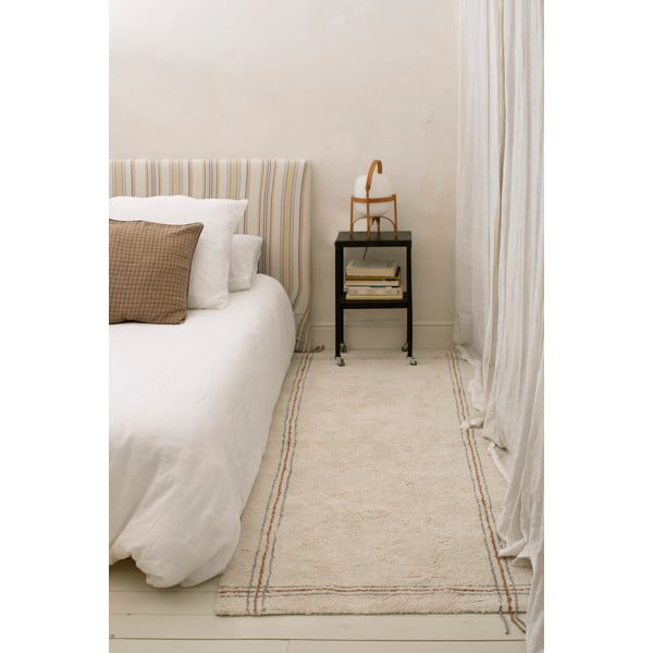 Kremno bel pralen ročno tkan bombažen tekač 80x230 cm Cuisine Natural – Lorena Canals-image-1