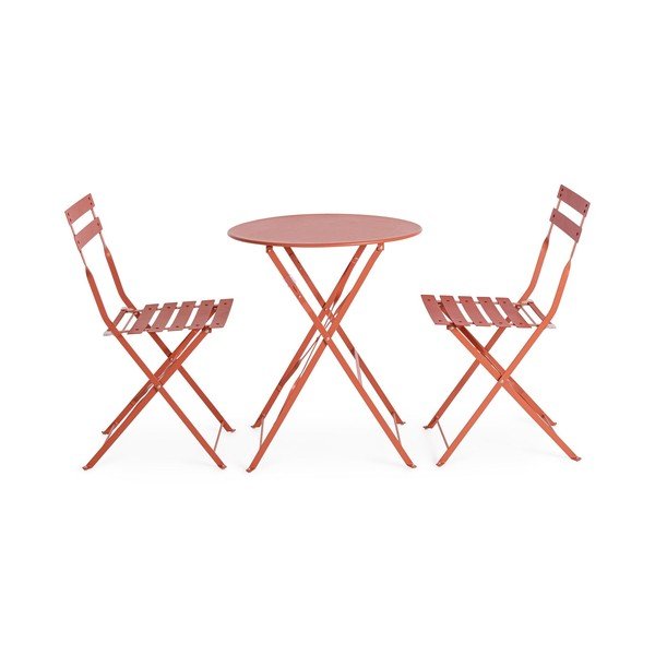 Jeklena vrtna jedilna garnitura v barvi terakote za 2 osebi Austin – Bizzotto