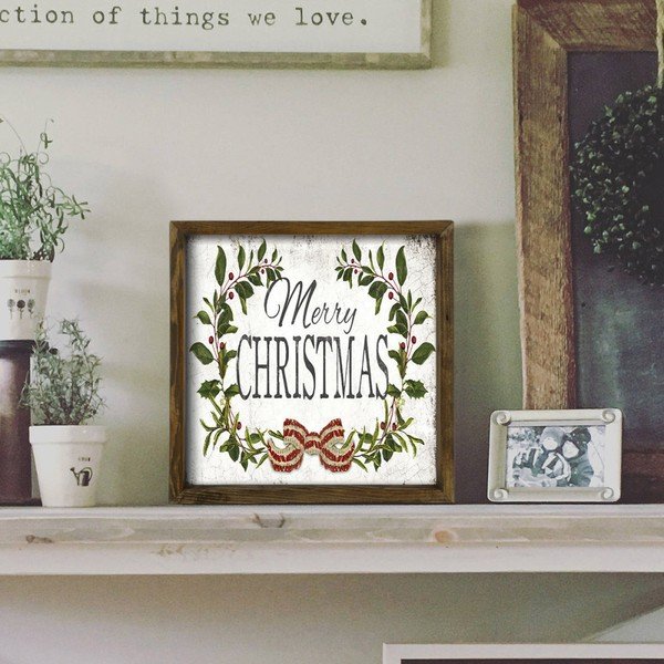 Slika v okvirju iz boroWallity lesa Christmas Leaf, 34 x 34 cm-image-1