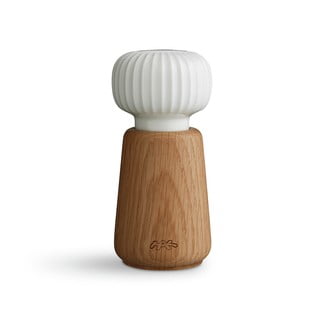 Mlinček za začimbe iz hrastovega lesa z belimi porcelanastimi detajli Kähler Design Hammershoi, višina 13 cm