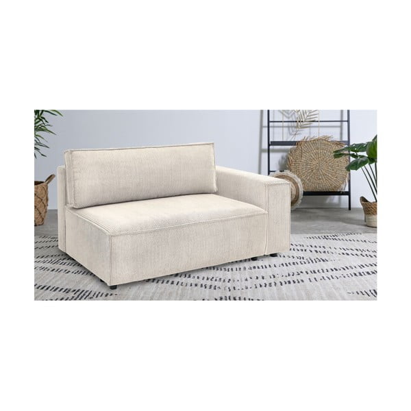 Kremno bel modul za sedežno garnituro iz rebrastega žameta (desni kot) Nihad modular – Bobochic Paris-image-1