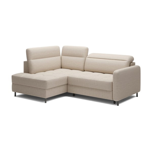 Bež žametna raztegljiva/s prostorom za shranjevanje kotna sedežna garnitura (levi kot/v obliki črke L) Barea – ELTAP-image-2