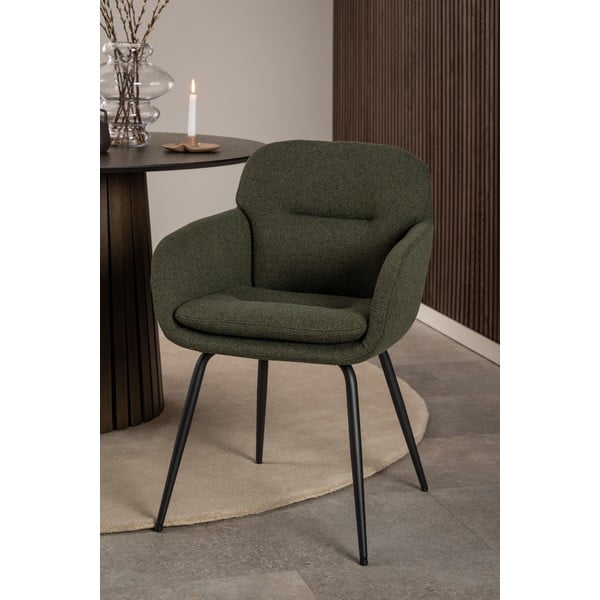 Kaki zelen oblazinjen jedilni stol z nasloni za roke Dora – Actona-image-1