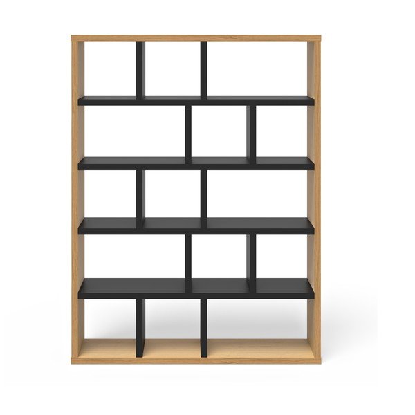 Črn/naraven regal v hrastovem dekorju 150x198 cm Berlin – TemaHome-image-2
