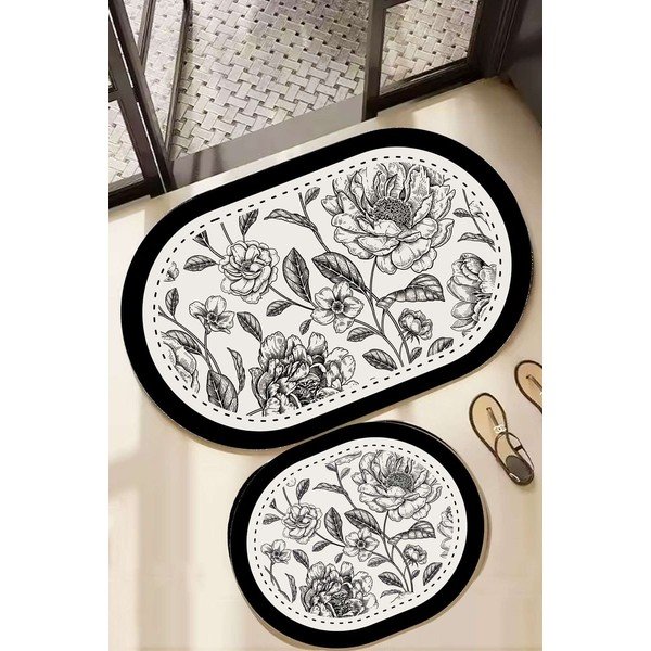 Črno-bele kopalniške preproge v kompletu 2 ks 60x100 cm Rasse – Foutastic-image-1