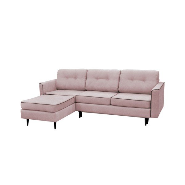 Roza kavč s črnimi nogami Mazzini Sofas Dragonfly, levi kot-image-1