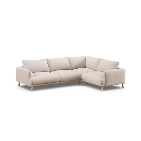 Bež kotna sedežna garnitura (desni kot/z ležalnikom) Naomi – Micadoni 
