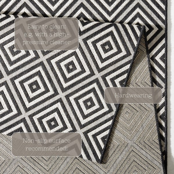 Črno-bela zunanja preproga NORTHRUGS Karo, 80 x 200 cm-image-2