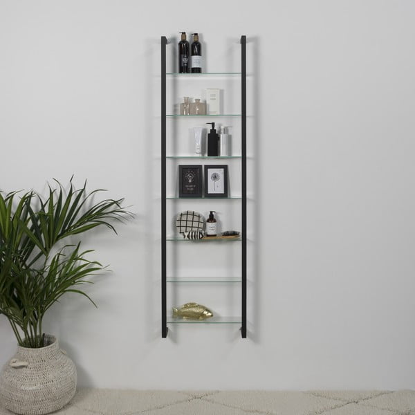 Črna večnivojska kovinska polica 46 cm Cubic – Spinder Design-image-1