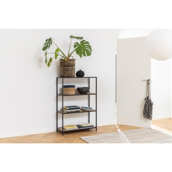 Črn regal v hrastovem dekorju 77x114 cm Seaford – Actona-image-4