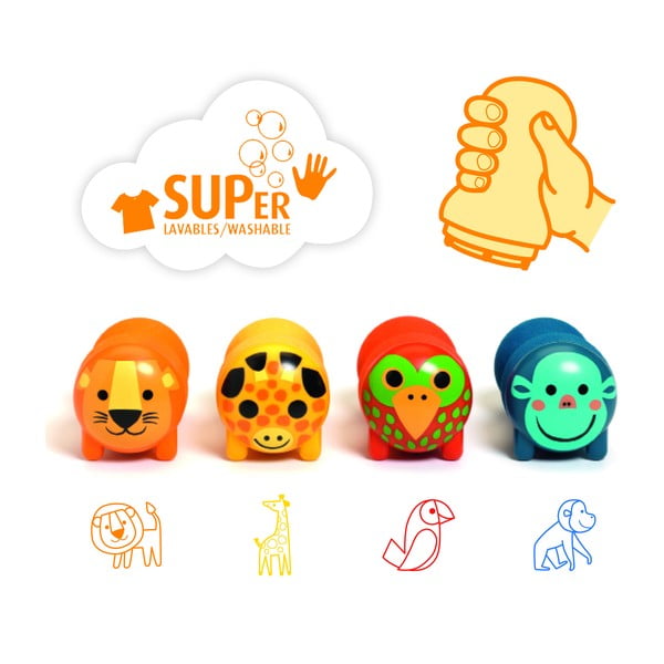 Otroške štempiljke v kompletu po 4 Safari Animals - Djeco-image-1