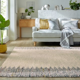 Siva/kremno bela ročno tkana preproga iz mešanice volne 120x170 cm Minerals Border – Flair Rugs