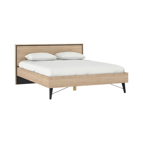 Zakonska postelja v hrastovem dekorju z letvenim dnom 160x200 cm v naravni barvi Ry – Tvilum