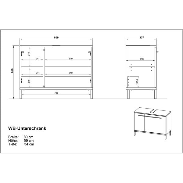Temno siva omarica za pod umivalnik v hrastovem dekorju 80x59 cm Yonkers - Germania-image-4