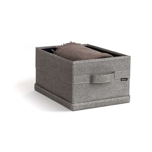 Siva tekstilna škatla za shranjevanje s pokrovom 27x36x19 cm Soft Storage Small – Bigso-image-1