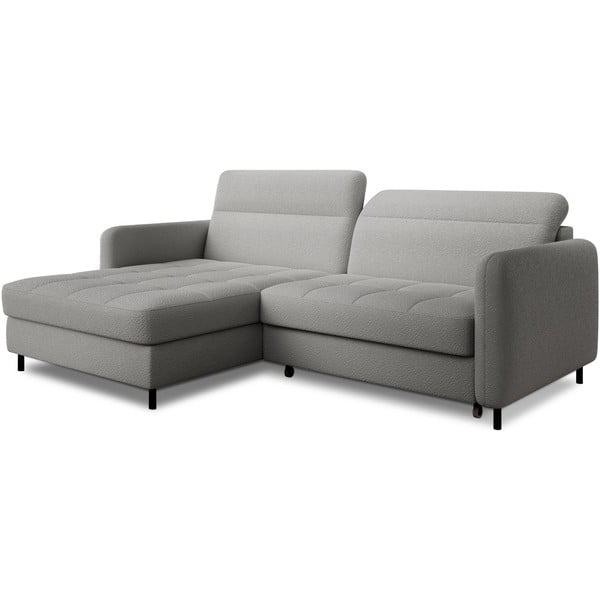 Siva raztegljiva/s prostorom za shranjevanje kotna sedežna garnitura iz tkanine bouclé (levi kot/z ležalnikom) Gomsi – ELTAP-image-2